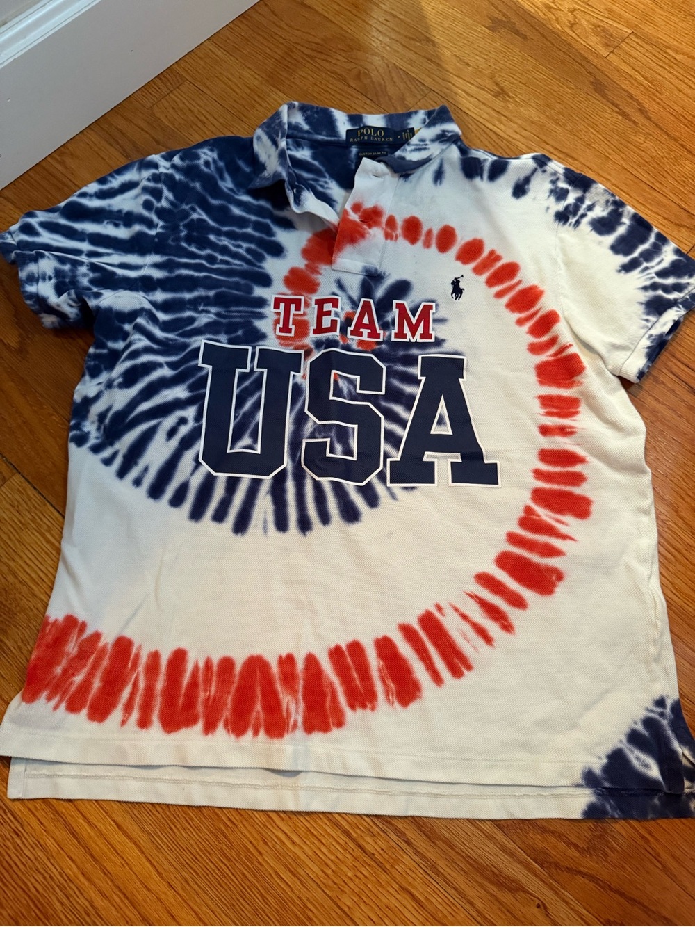 Polo by Ralph Lauren Team USA Tie-Dye Polo in Red White and Blue